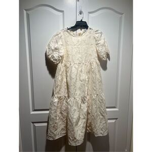 Petal Dew Cream Babydoll Tiered Midi Sun Dress Size Small